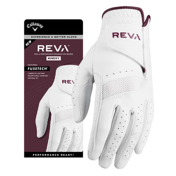Callaway Golf REVA Womens Golf Glove (Worn on Left Hand Large White/Eggplant)