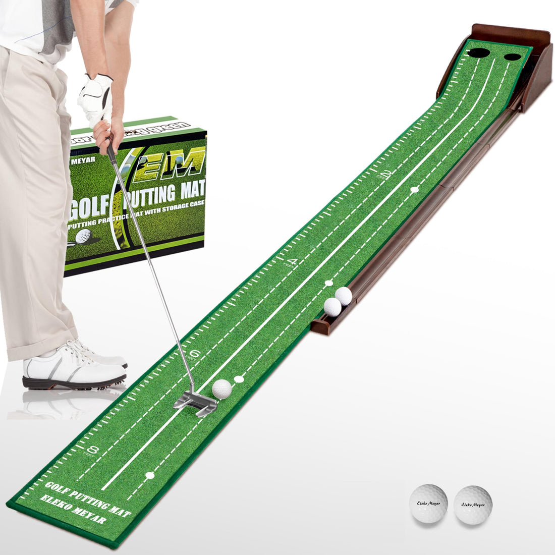 Golf Putting Mat Putting Green for Indoor Golf Putting Mat - Outdoor Putting Green with Ball Return 2.5in & 3.5in Holes Putting matt for Golf PracticePortable Easy to CleanGreat Golf Gifts.
