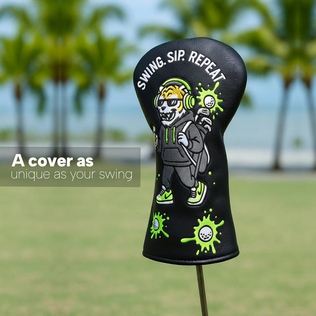 “Swing. Sip. Repeat.” Golf Headcover – Premium Leather (Driver, Fairway & Hybrid)
Warning: May improve vibes, not your score.