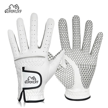 GVOVLVF Golf glove Genuine Sheepskin Leather for Men White Breathable Glove for golfer Anti Slip Soft and Comfortable