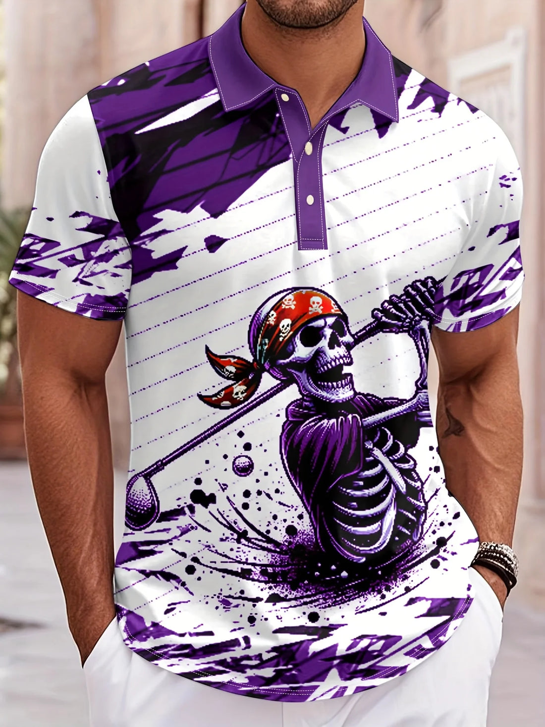 Golf Skull Pattern Man Polo Shirts Colorful Cool 3D Printed Tees Summer Casual Street Short Sleeve Loose T-Shirt Lapel Tops Tees