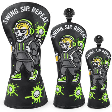 “Swing. Sip. Repeat.” Golf Headcover – Premium Leather (Driver, Fairway & Hybrid)
Warning: May improve vibes, not your score.