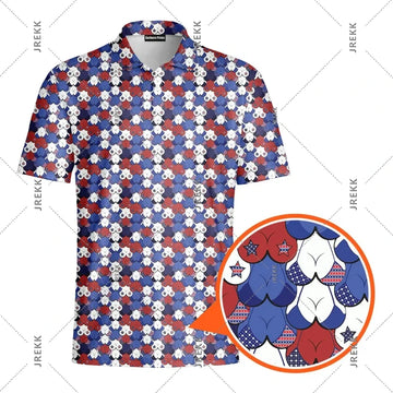 Red, White & Boobs Polo Shirt Men Golf Shirts